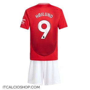 Manchester United Rasmus Hojlund #9 Prima Maglia Bambino 2024-25 Manica Corta (+ Pantaloni corti)